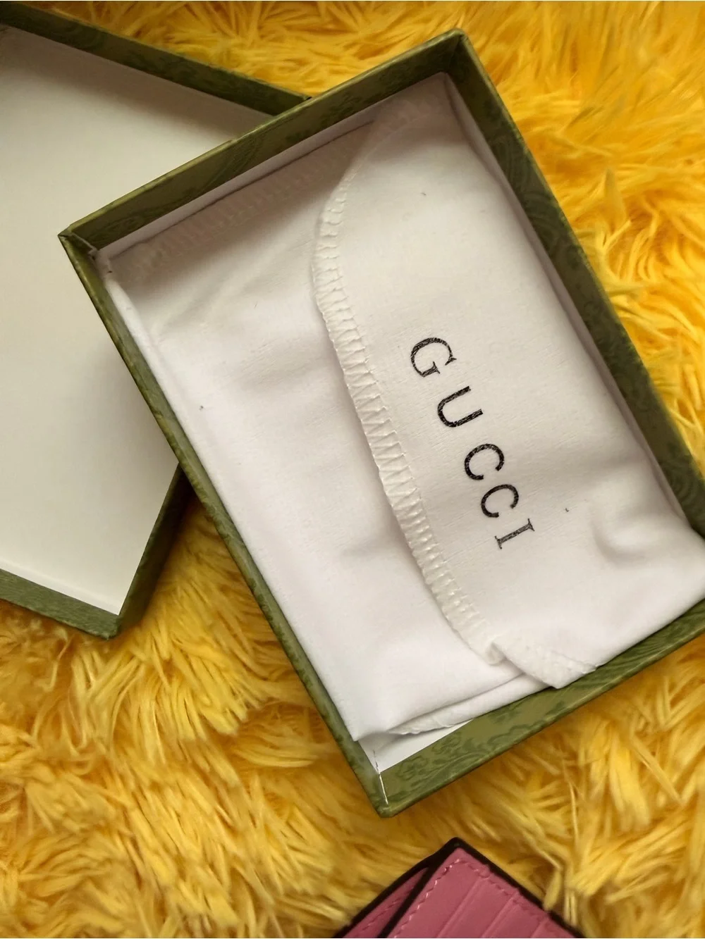 Gucci Pink Monogram Card & Key Holder with Zip Pocket